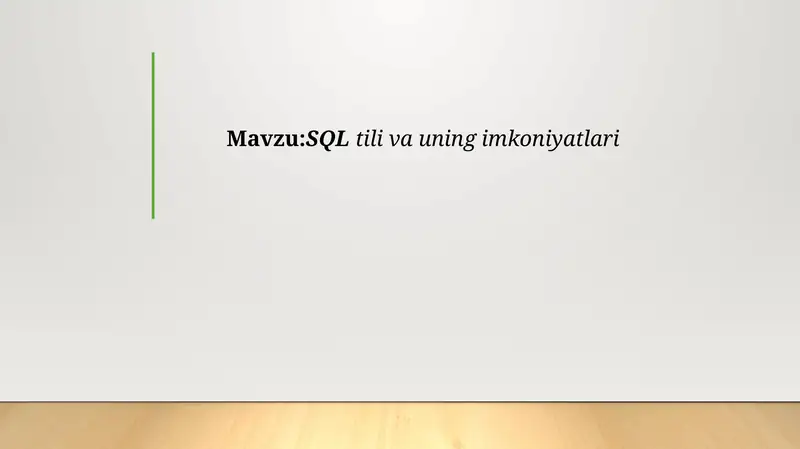 SQL til va uning imkoniyatlari