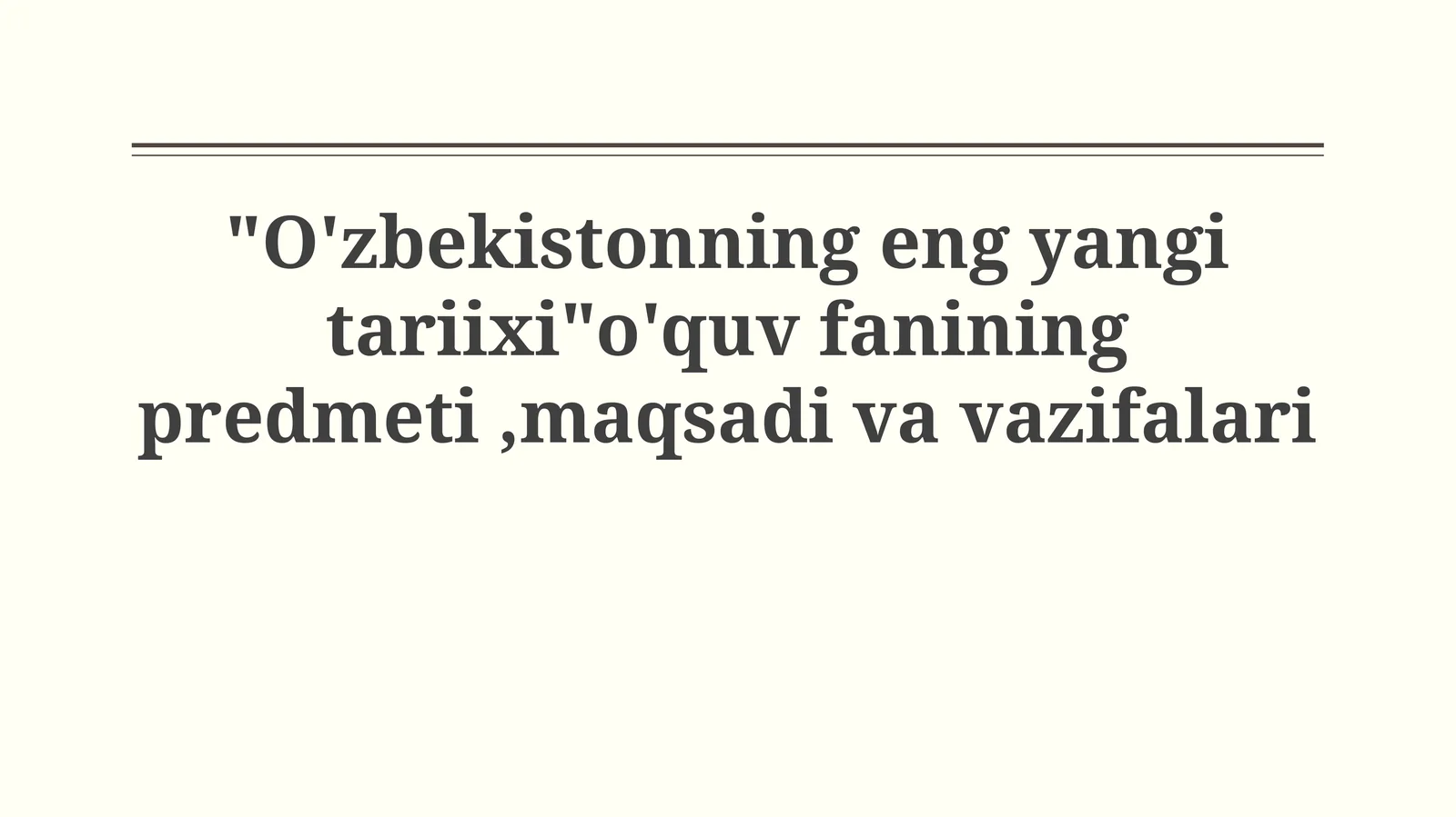 O'zbekistonning eng yangi tarixi