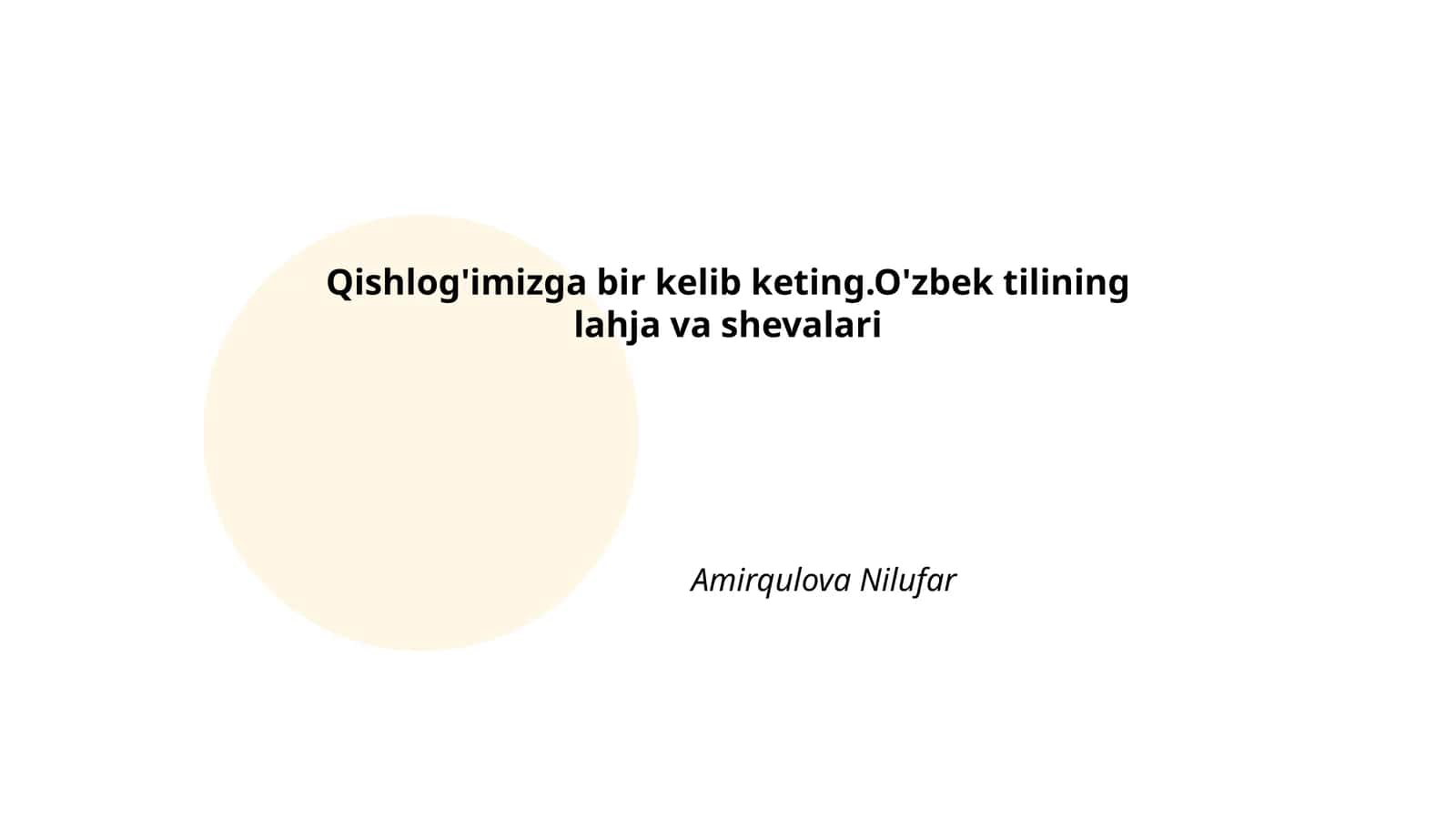 Qishloq dialektlariga kirish