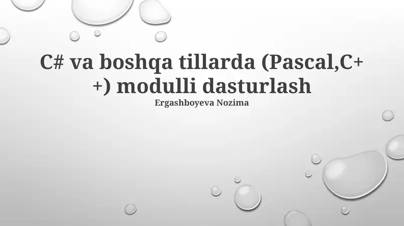 Modul Dasturlash Tushunchalari