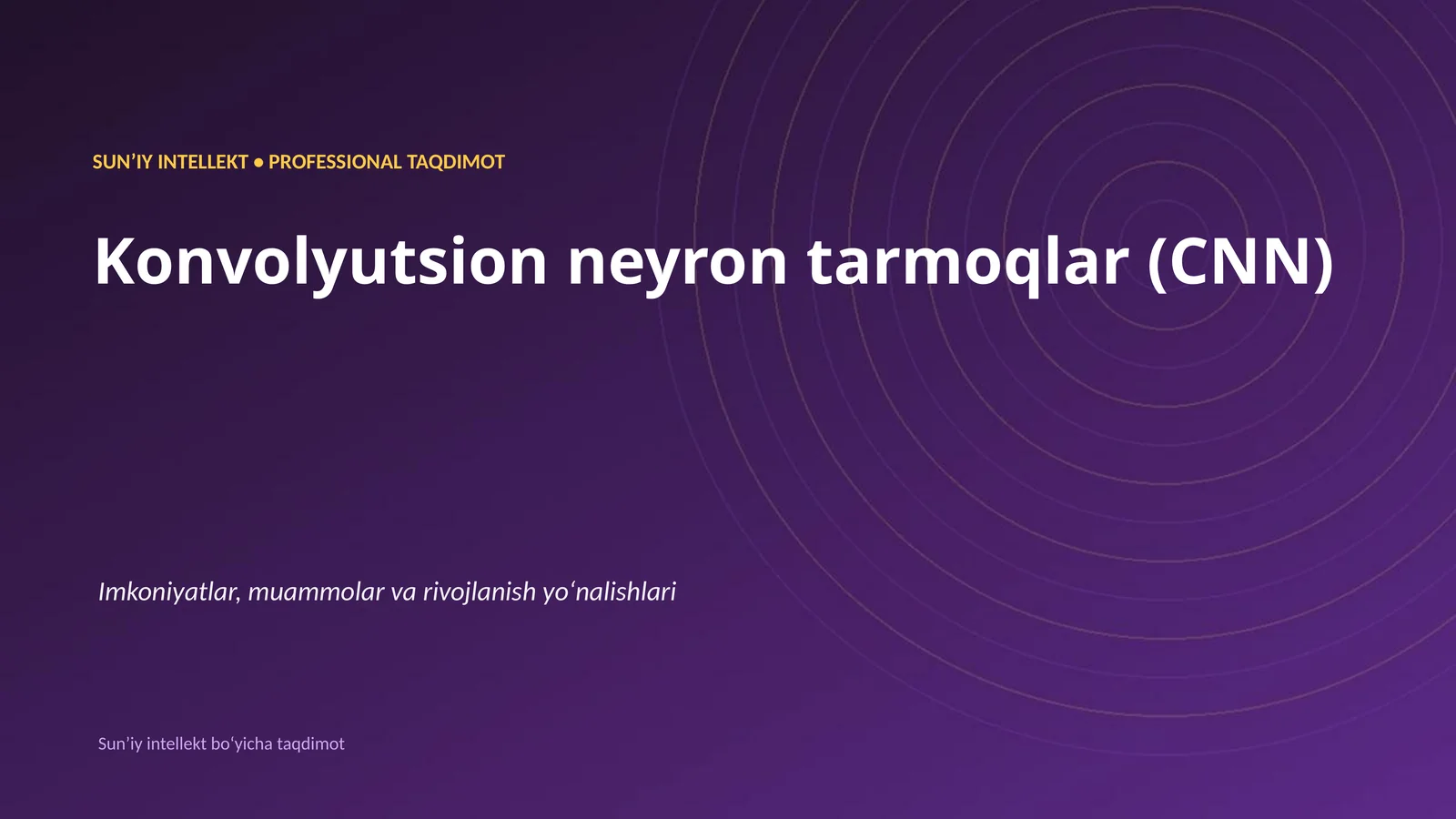 Konvolyutsion neyron tarmoqlar (CNN)