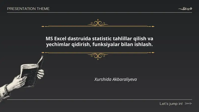 MS Excel dastrisida statistic tahlillar