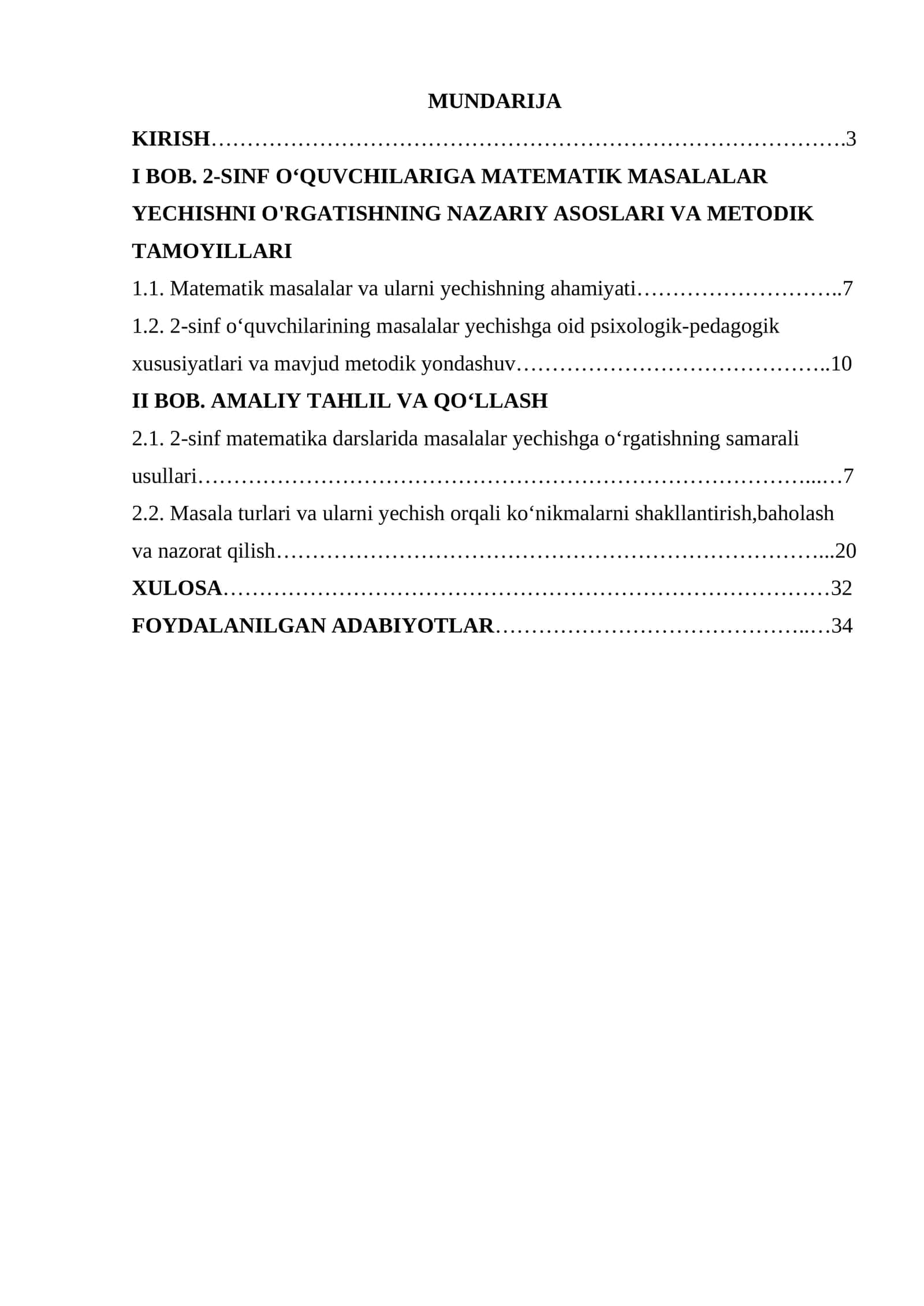 II-sinf matematika darslarida o'quvchilariga masalalar yechishga o'rgatish  metodikasi