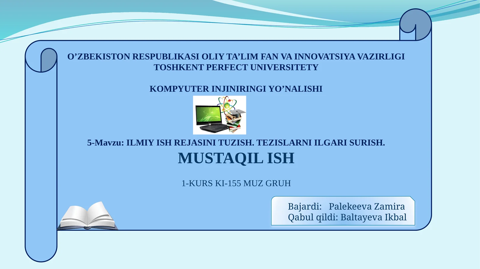 ILMIY ISH REJASINI TUZISH
