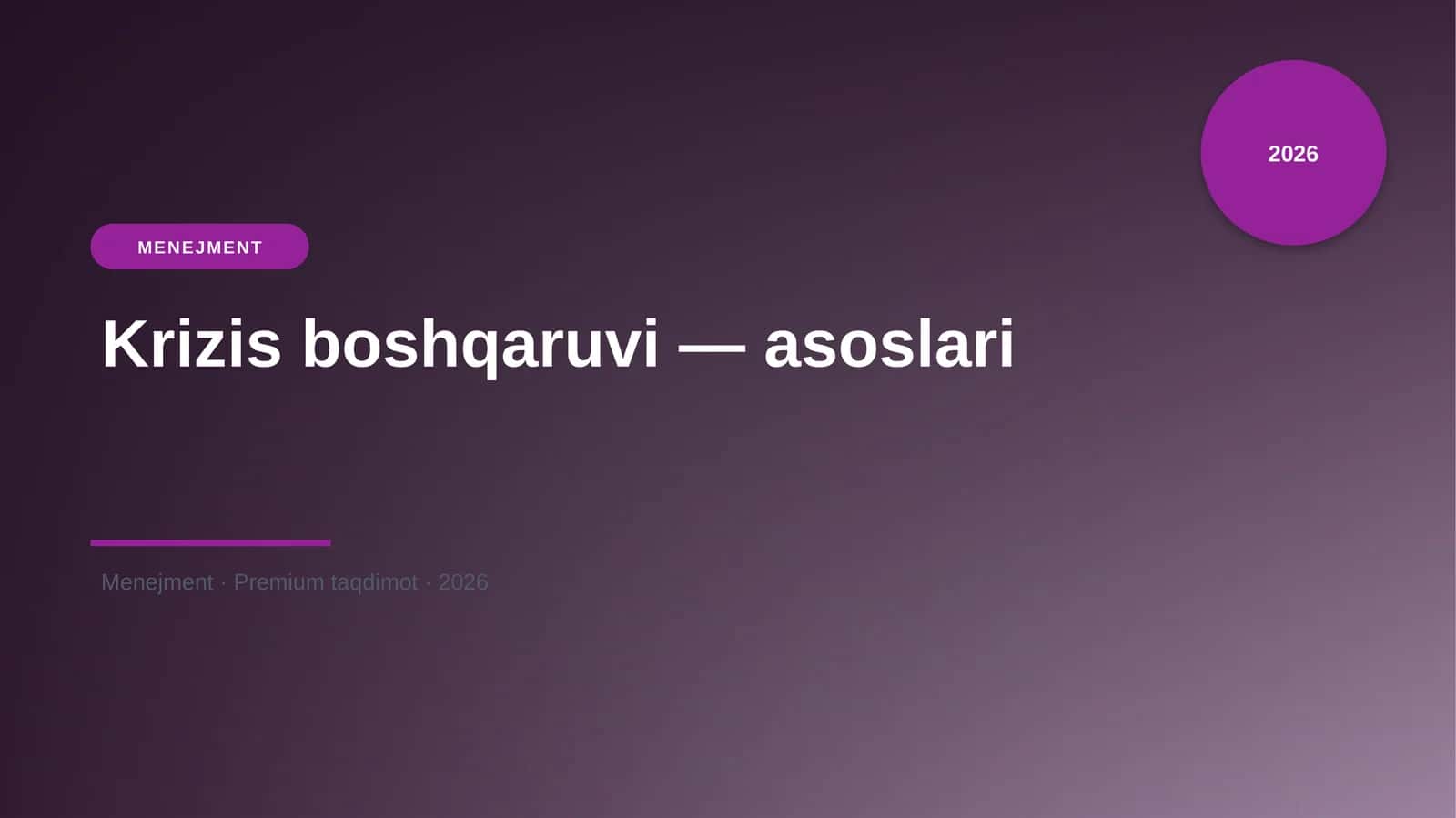 Krizis boshqaruvi — asoslari