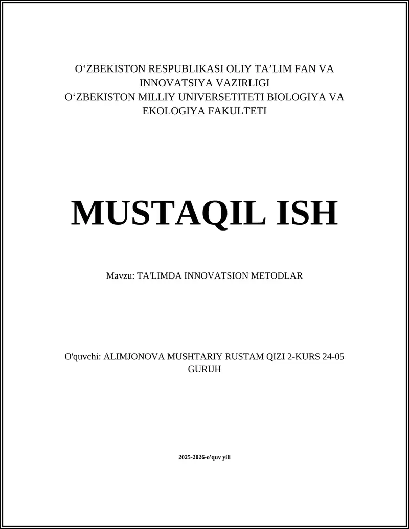 TA'LIMDA INNOVATSION METODLAR