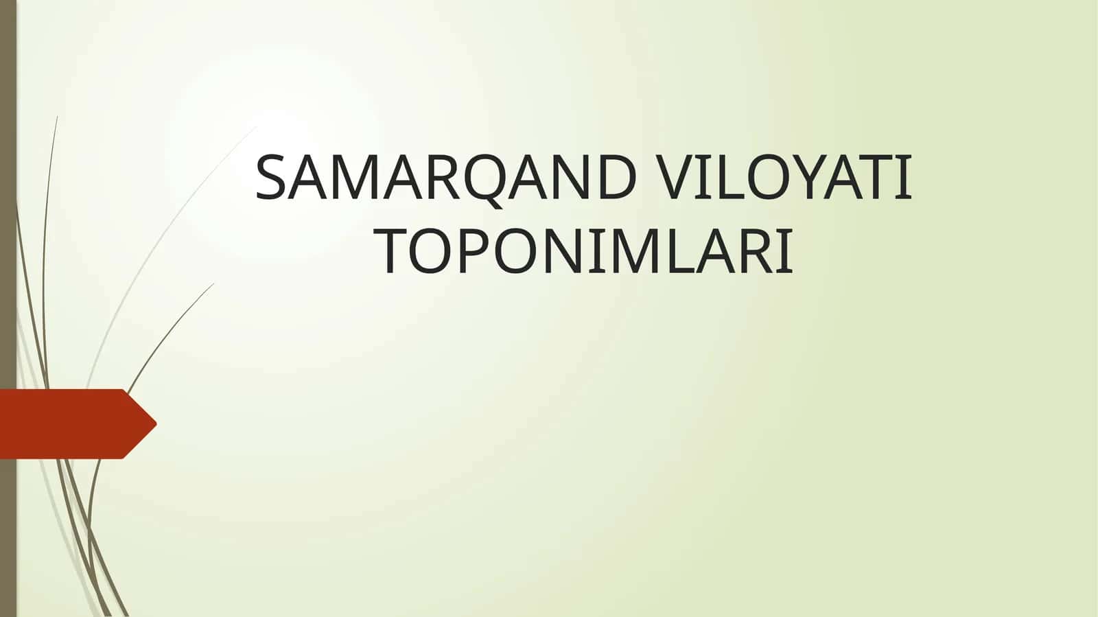 SAMARQAND VILOYATI TOPONIMLARI
