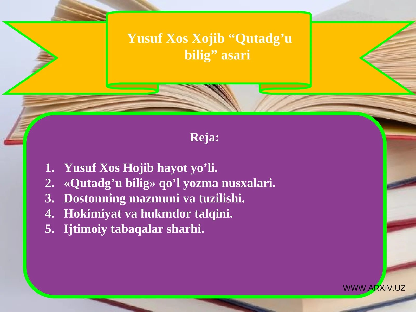 Yusuf Xos Xojib “Qutadg’u bilig” asari