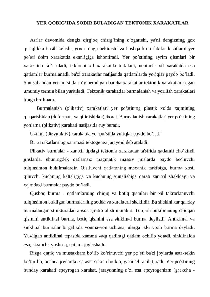 Tektonik Xarakatlar