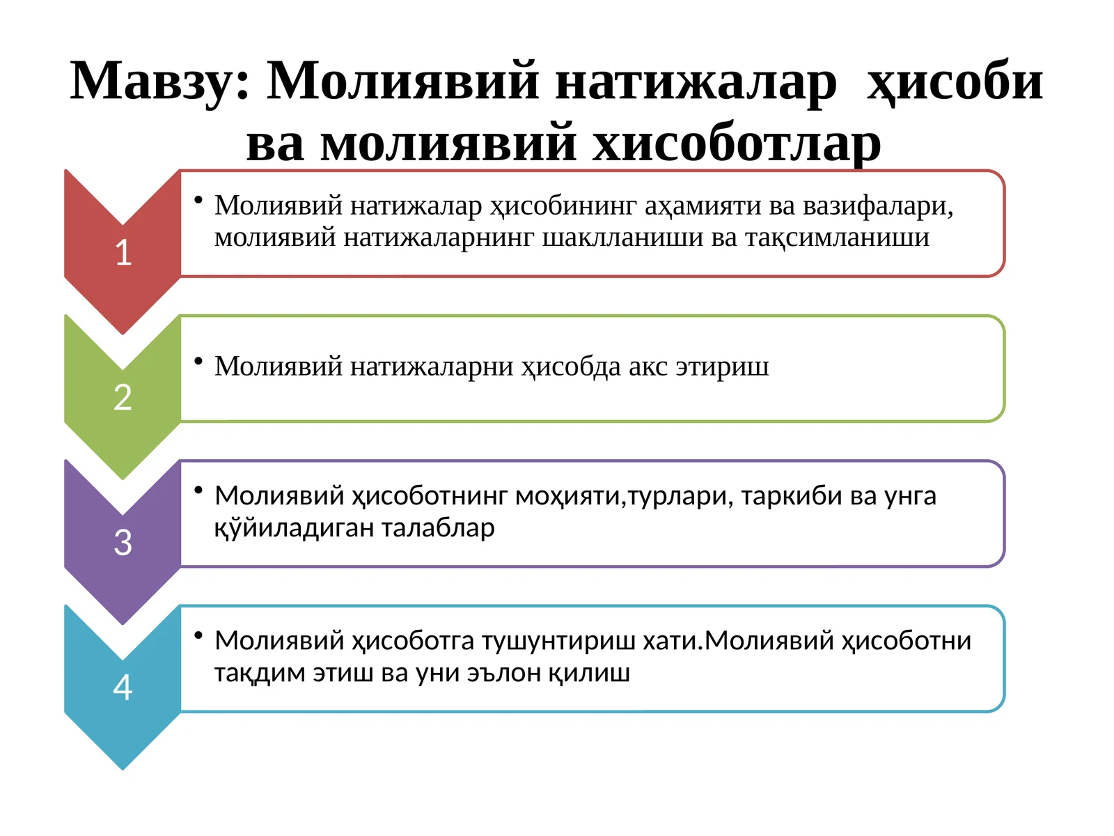 Молиявий натижалар ҳисоби ва молиявий ҳисоботлар