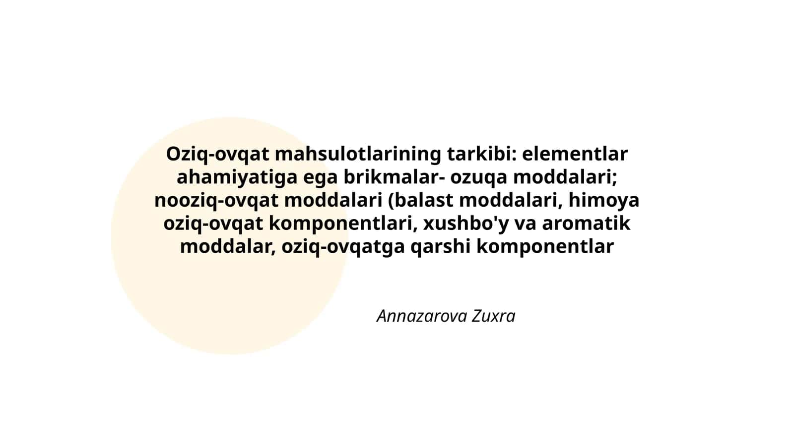 Oziq-ovqat mahsulotlarining tarkibi