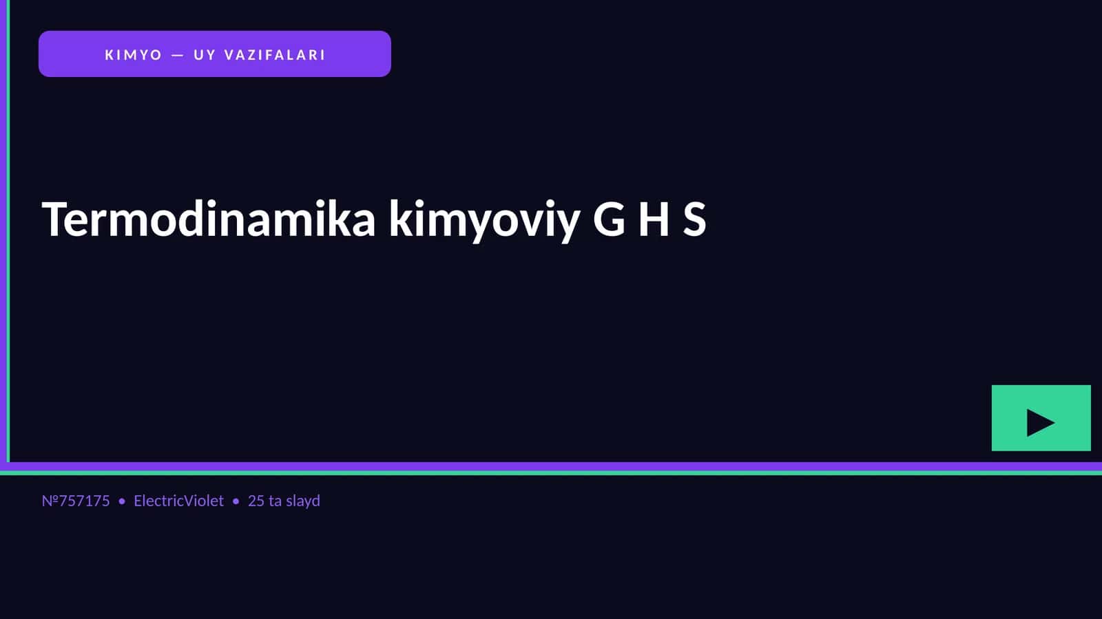 KIMYO — UY VAZIFALARI