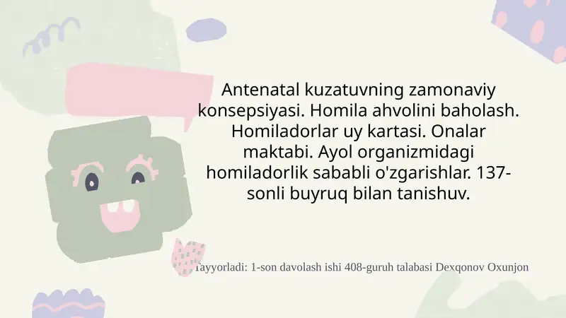 Antenatal kuzatuvning zamonaviy konsepsiyasi