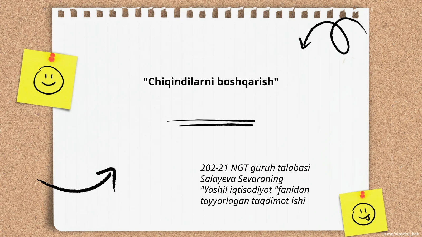 "Yashil iqtisodiyot" fanidan taqdimot ishi