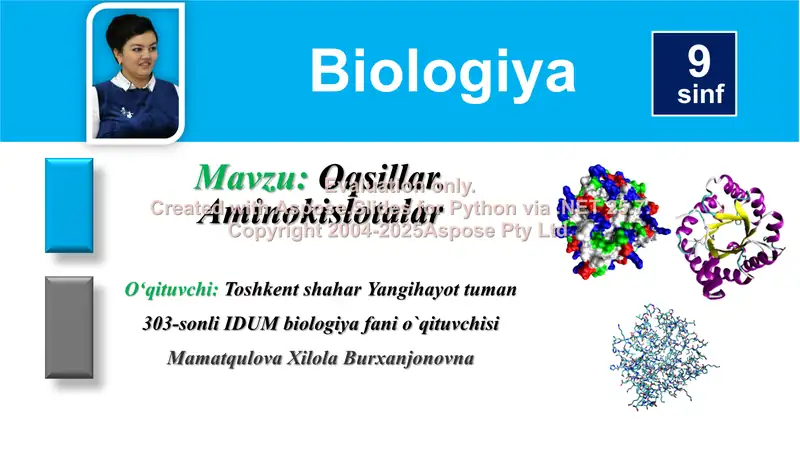 Oqsillar. Aminokislotalar