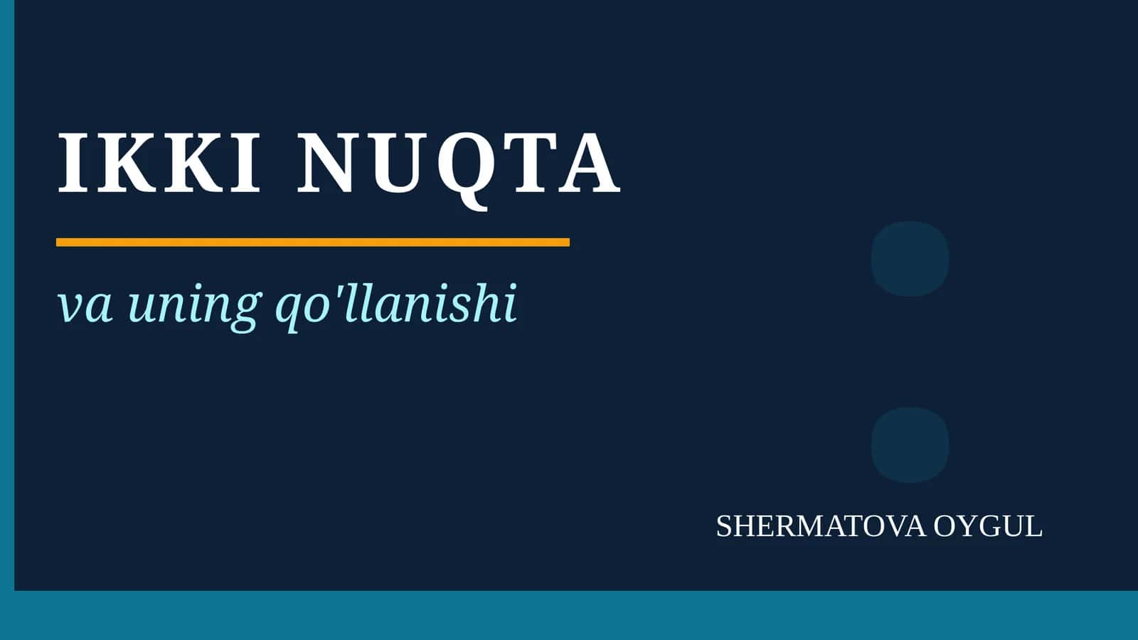 Ikki nuqta va uning qo'llanishi