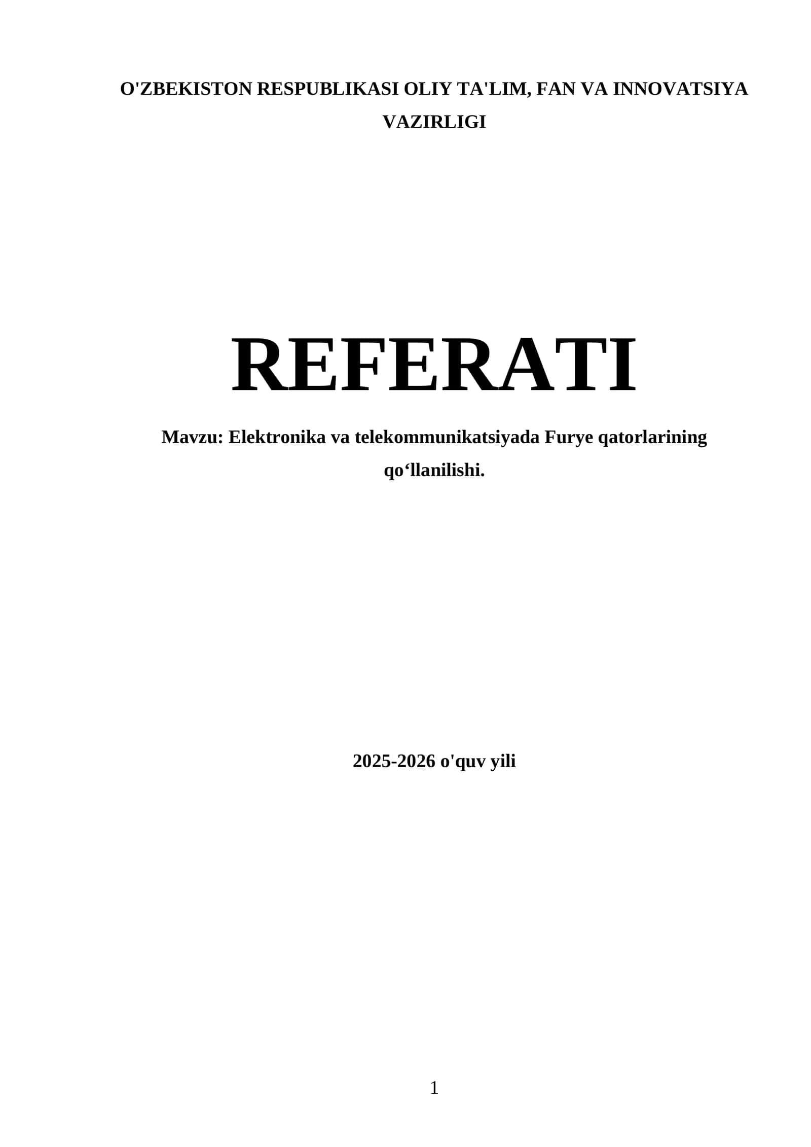 Elektronika va telekommunikatsiyada Furye qatorlarining qoʻllanilishi