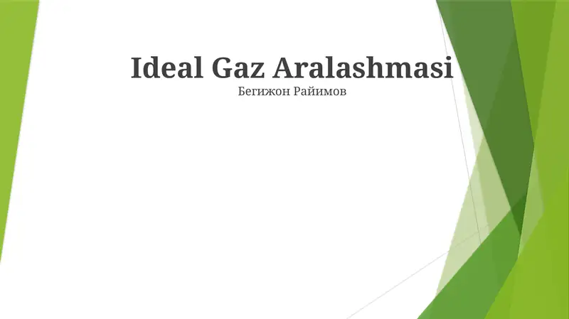 Ideal Gaz Aralashmasi