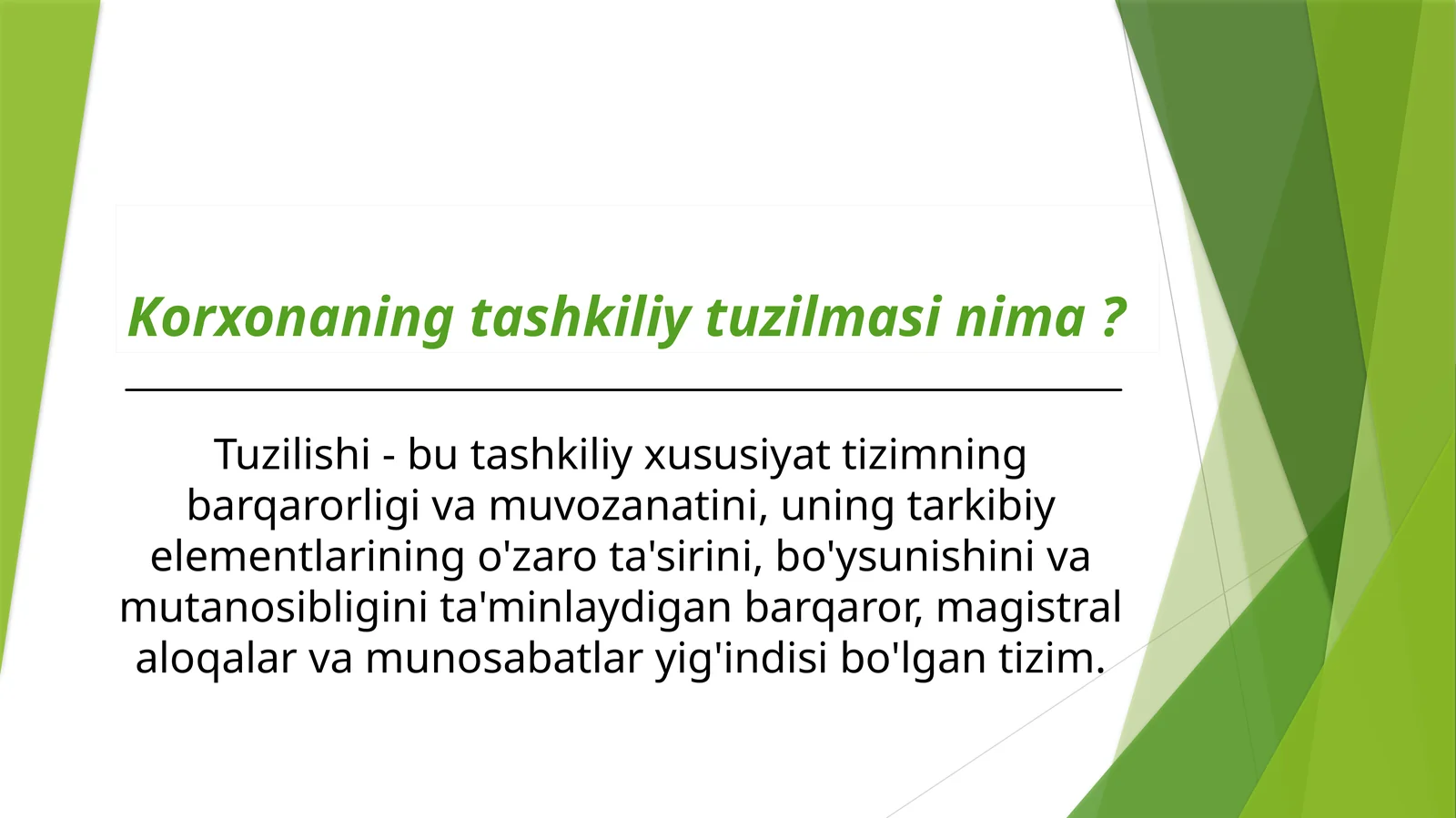 Boshqaruvning tashkiliy tuzilishi