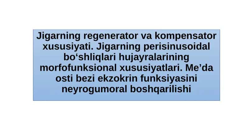 Jigar regenerator va kompensatori
