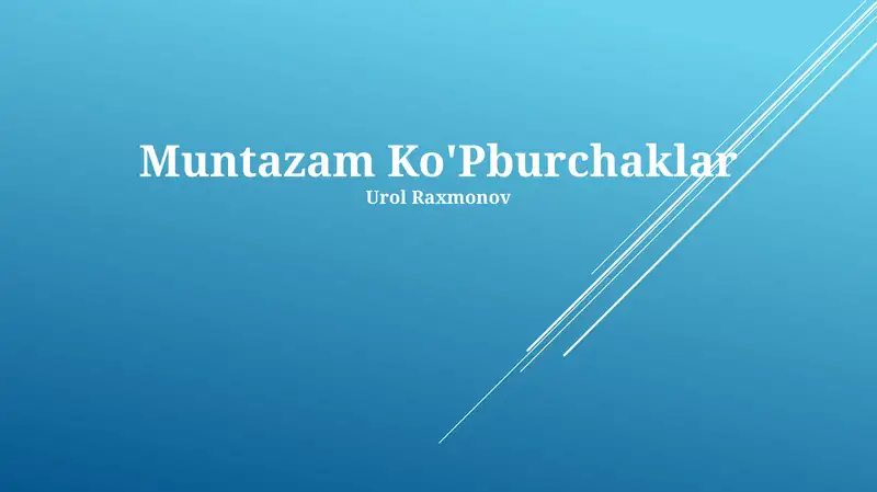 Muntazam Ko'Pburchaklar