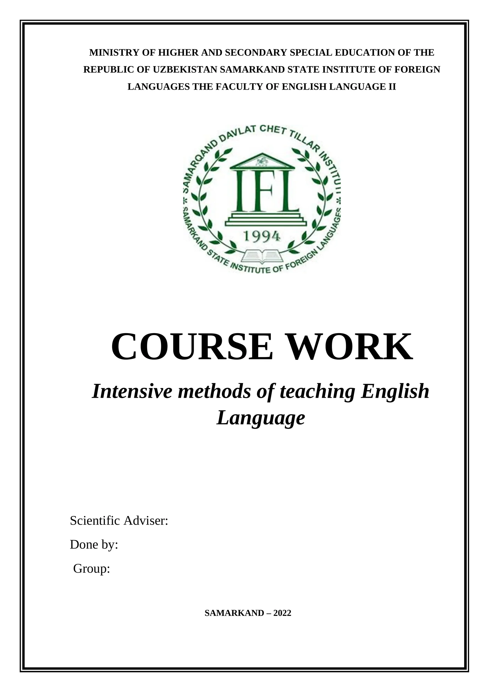 Intensive methods of teaching English Language