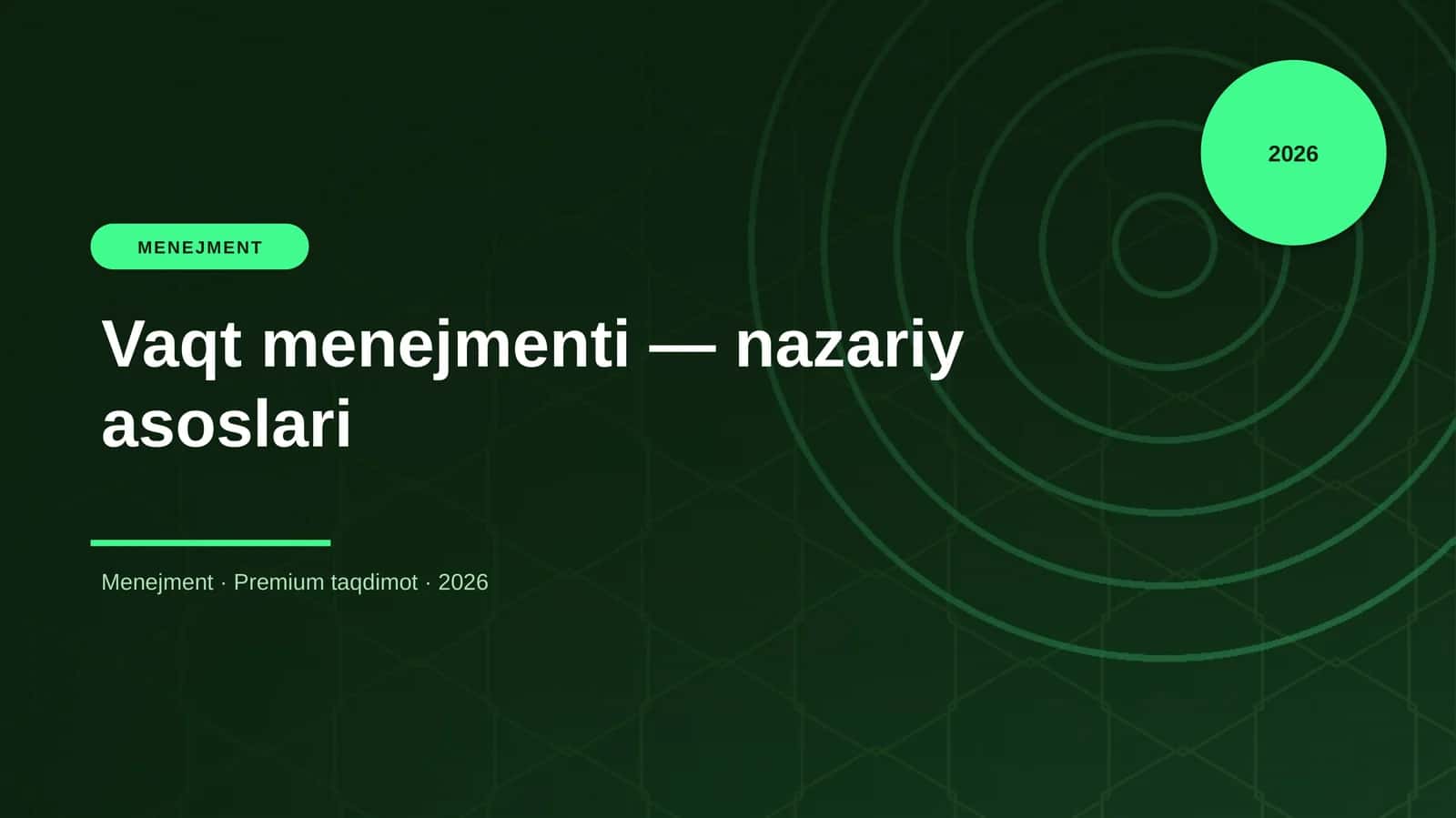 Vaqt menejmenti — nazariy asoslari