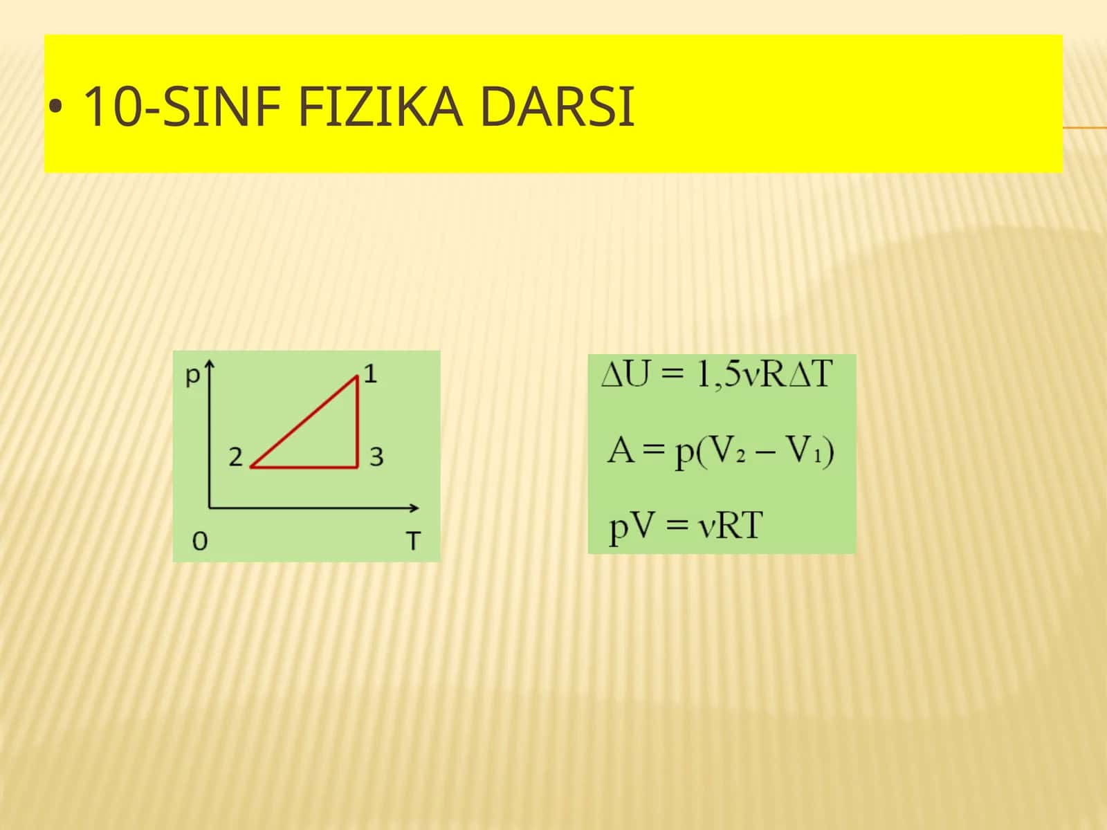 Fizika - Ichki energiya va gazning ishi masalalari (10-sinf)