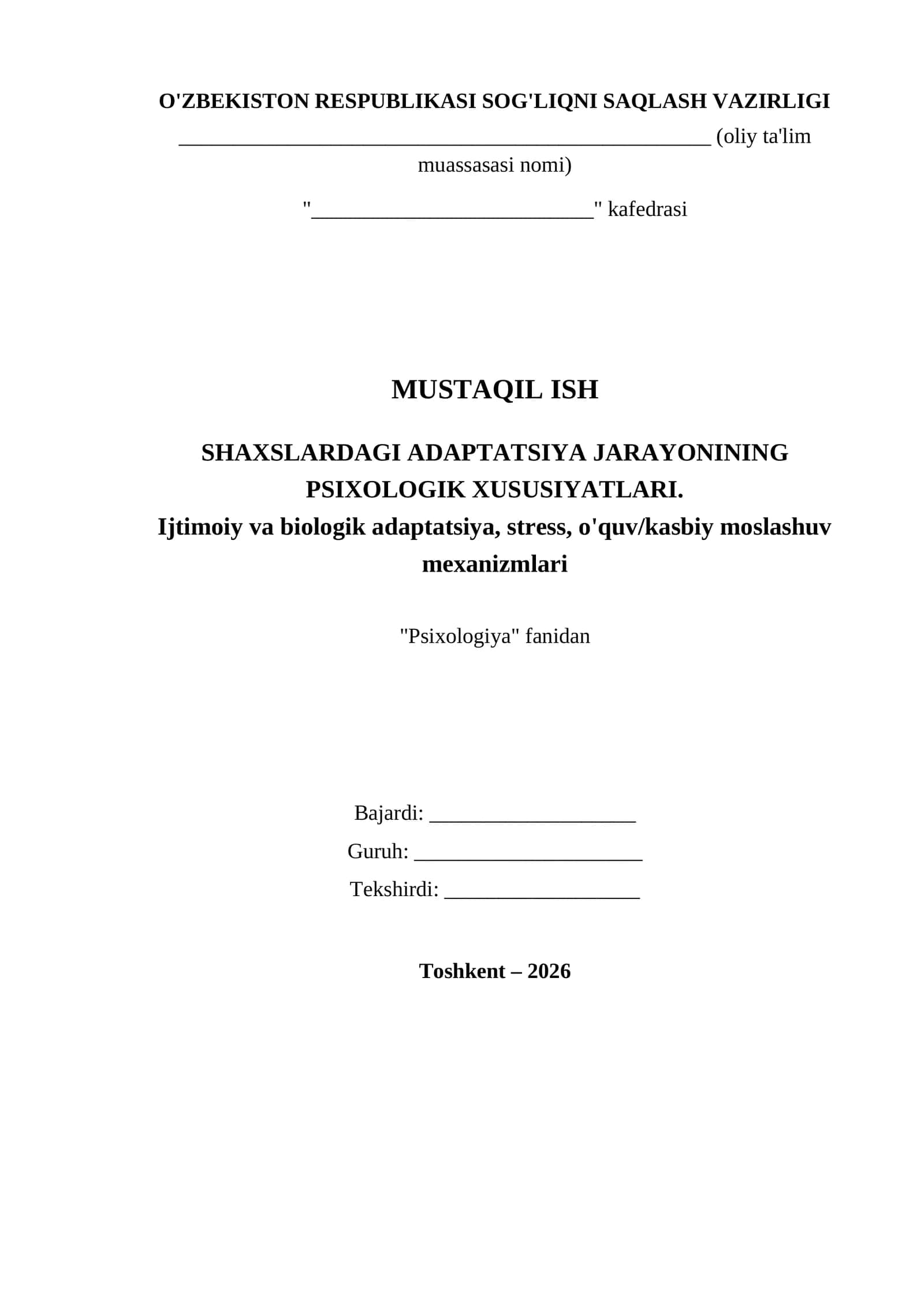 Tibbiyot xodimlari faoliyatida psixologik bilimlarning oʻrni