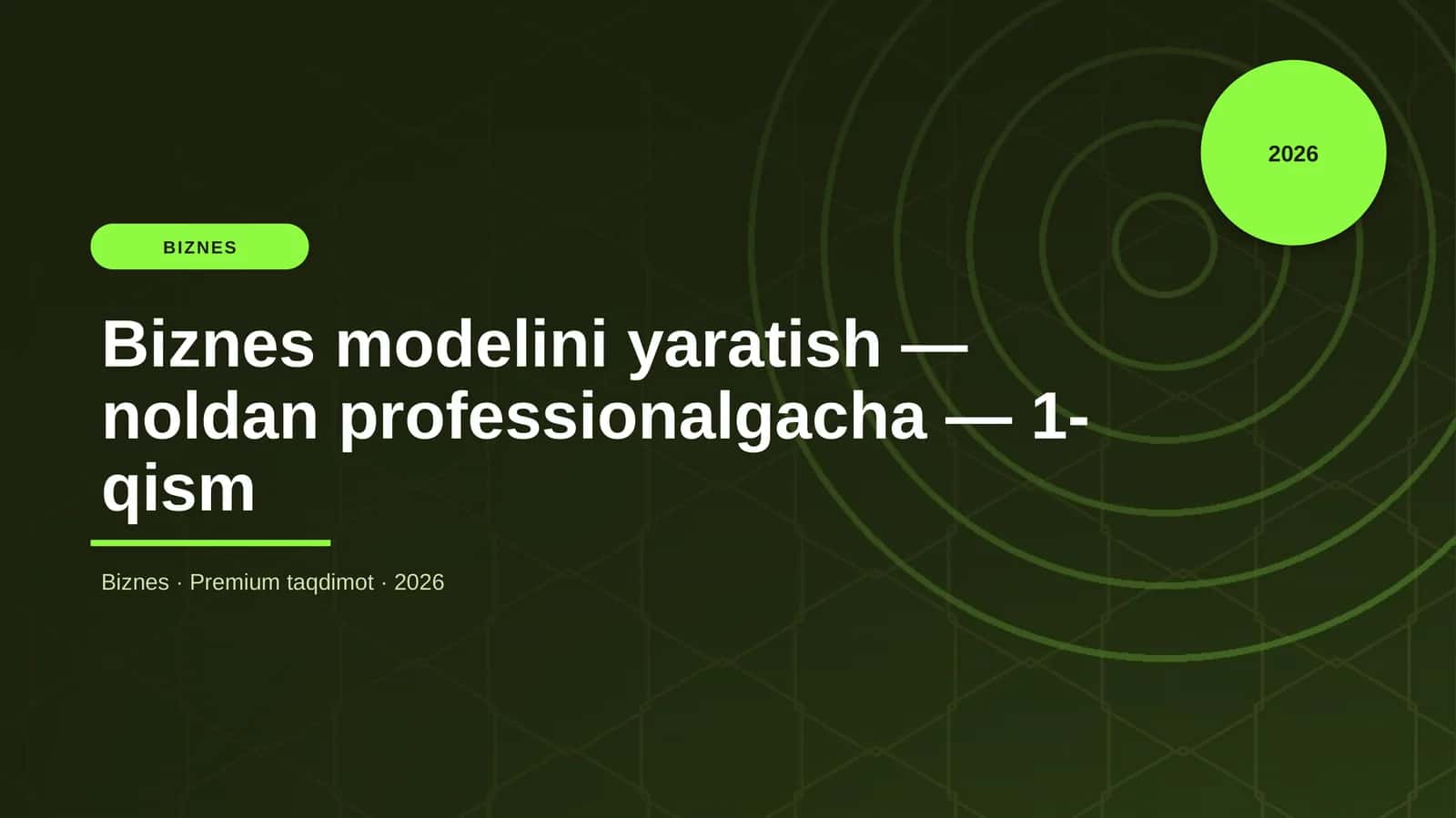 Biznes modelini yaratish — noldan professionalgacha — 1-qism