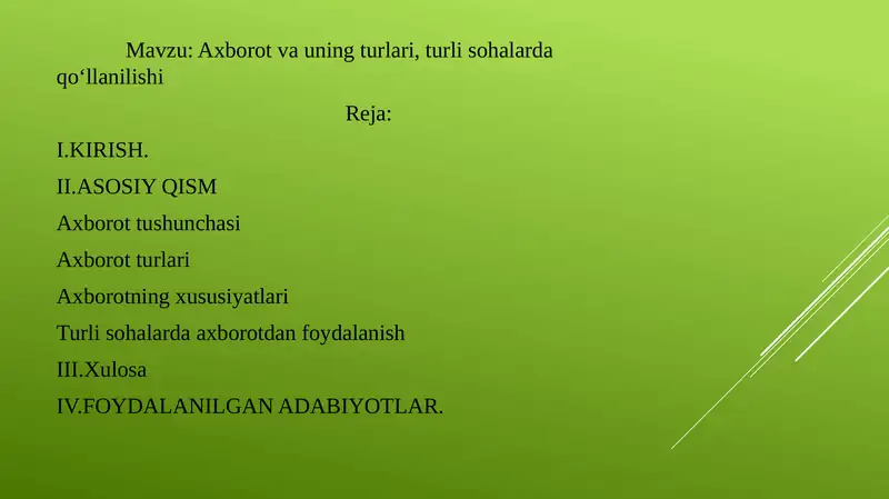Axborot va uning turlari