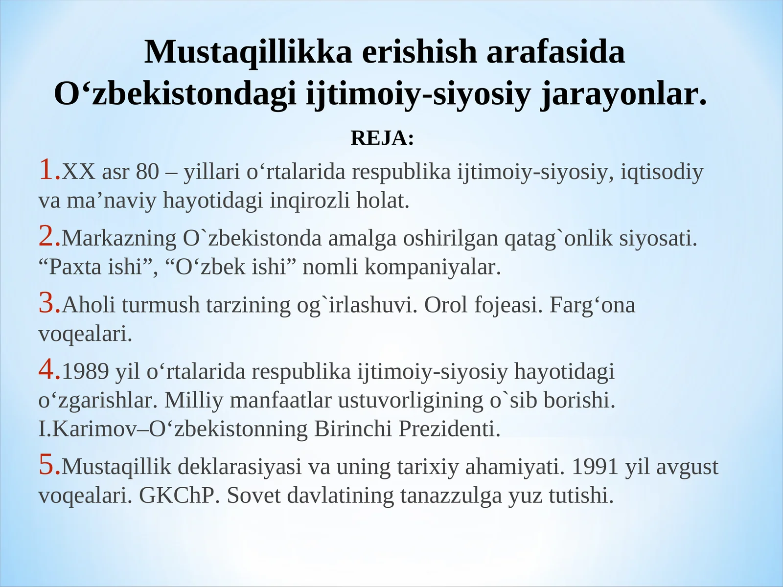 O‘zbekistondagi Ijtimoiy-Siyosiy Jarayonlar