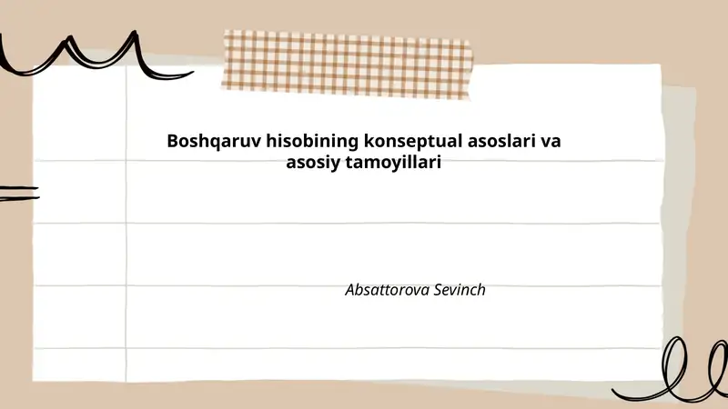Boshqaruv hisobining konseptual asoslari va asosiy tamoyillari