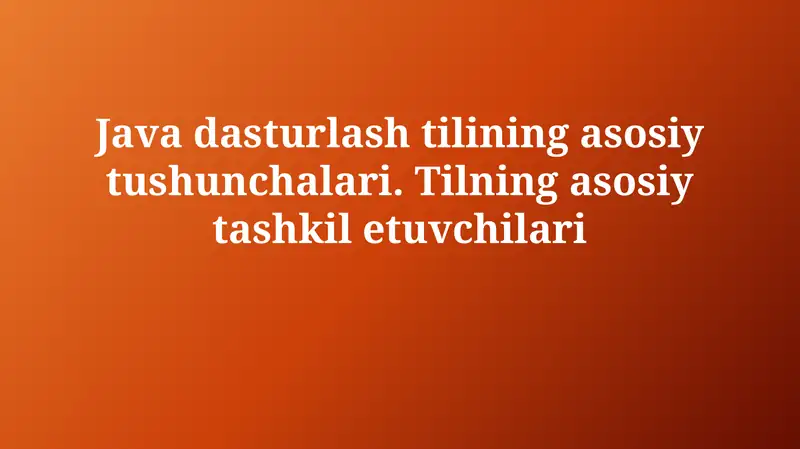 Java asoslari