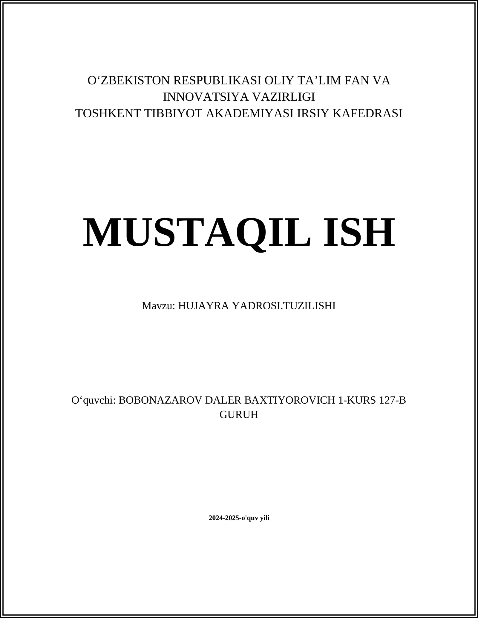Hujayra yadrosi tuzilishi