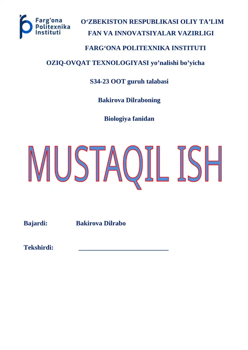 Biologiya fani haqida qisqacha