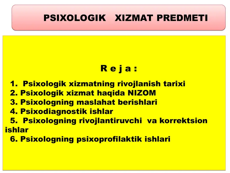 Psixologik xizmat predmeti