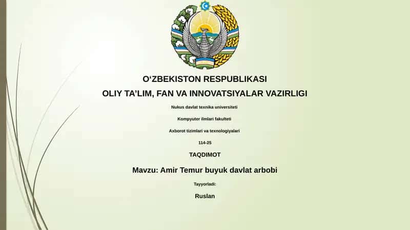 Amir Temur buyuk davlat arbobi