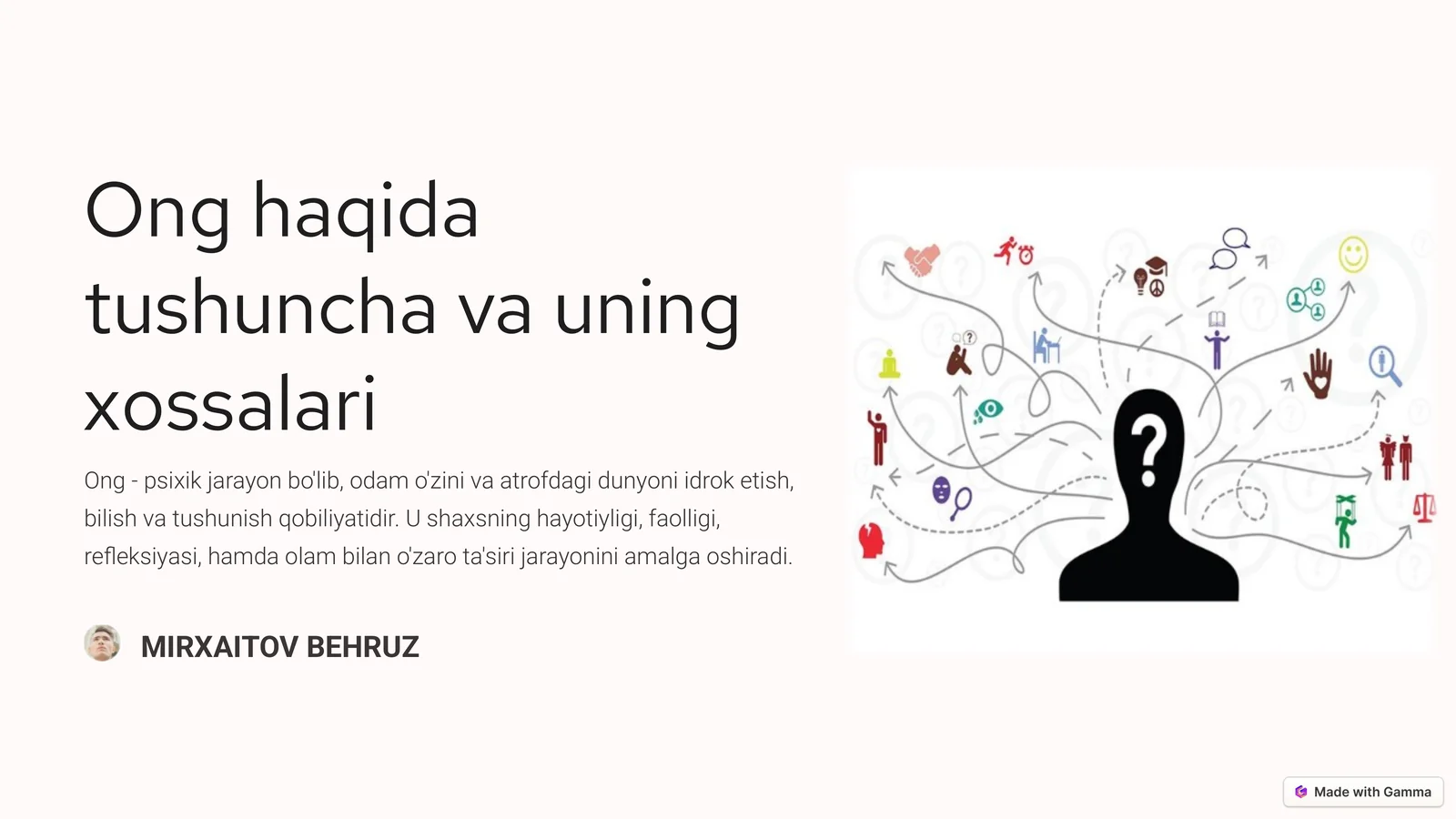 Ong haqida tushuncha va uning xossalari
