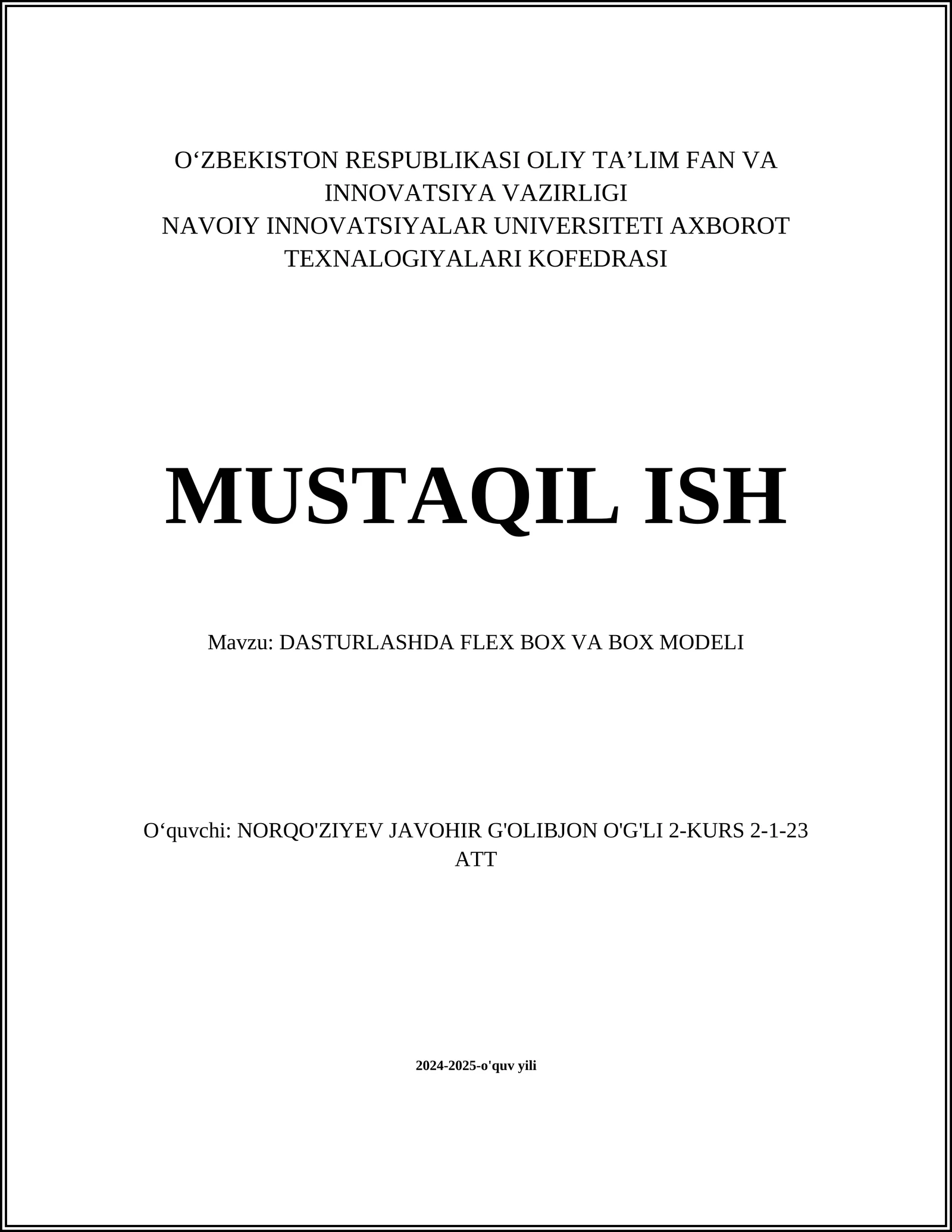 DASTURLASHDA FLEX BOX VA BOX MODELI