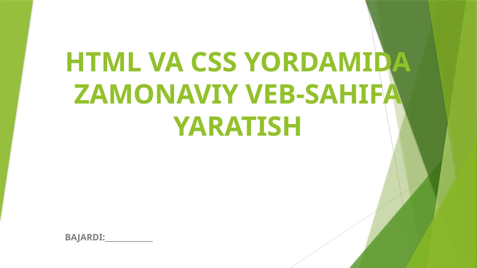 HTML VA CSS YORDAMIDA ZAMONAVIY VEB-SAHIFA YARATISH