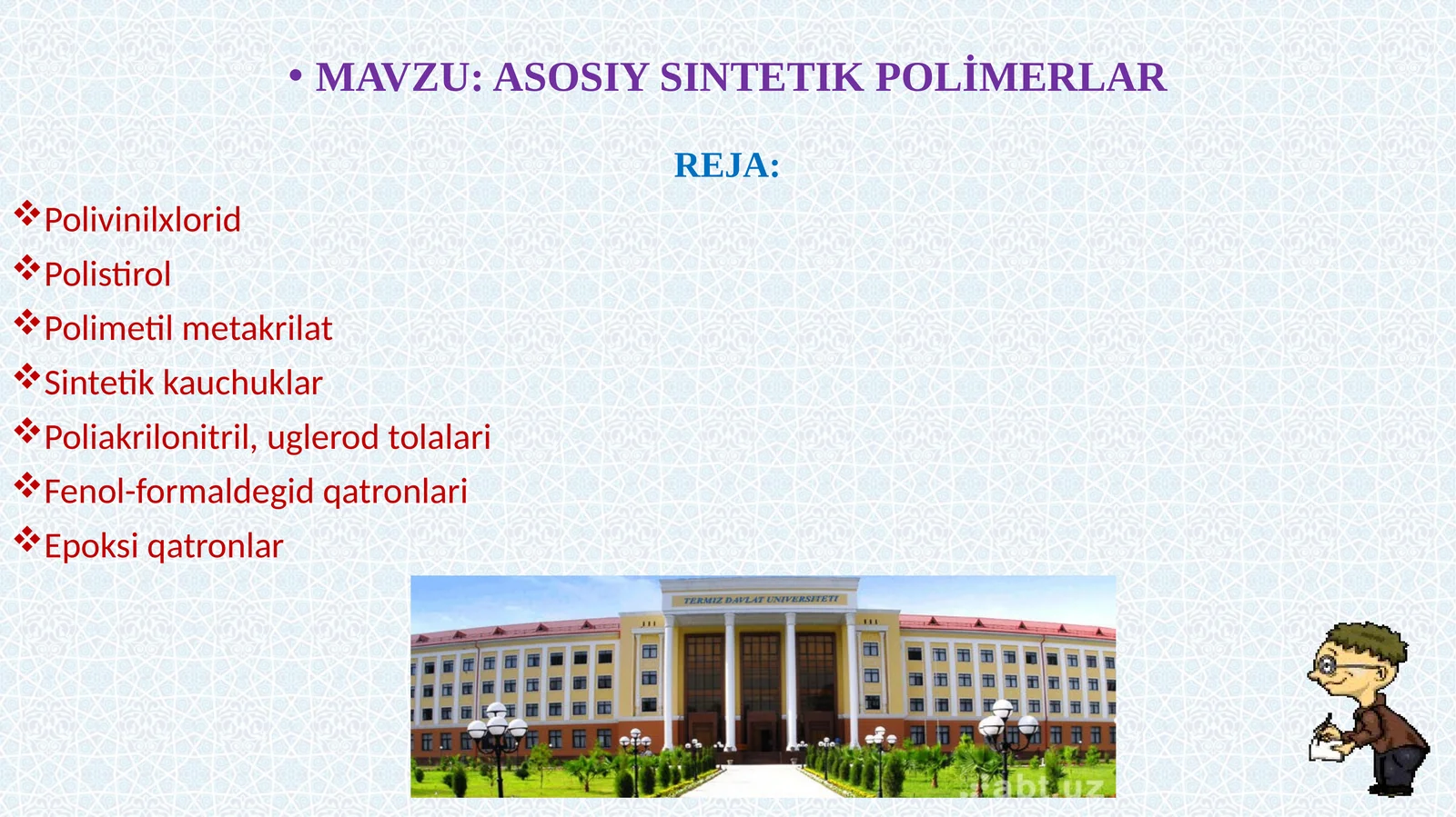 ASOSIY SINTETIK POLİMERLAR
