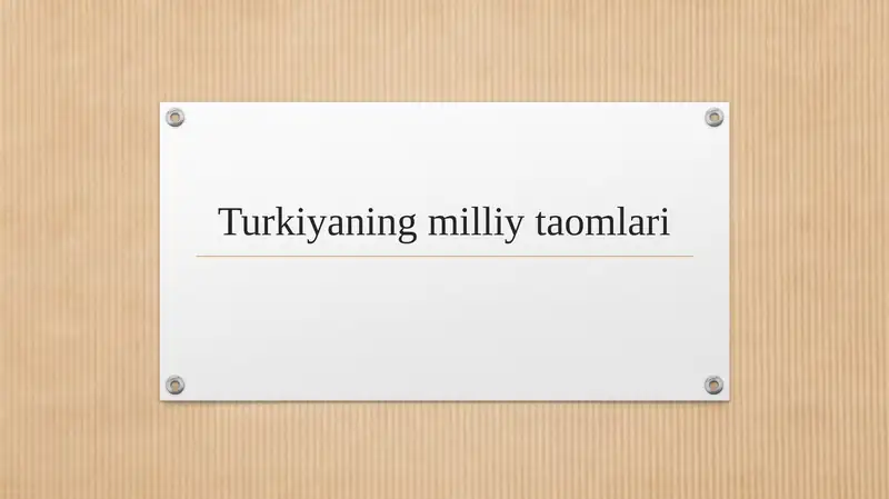 Turkiyaning milliy taomlari