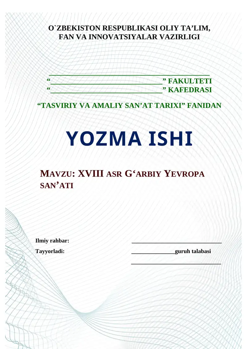 XVIII ASR G‘ARBIY YEVROPA SAN’ATI