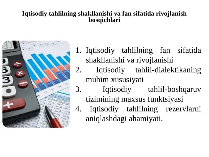 Iqtisodiy tahlilning shakllanishi va fan sifati
