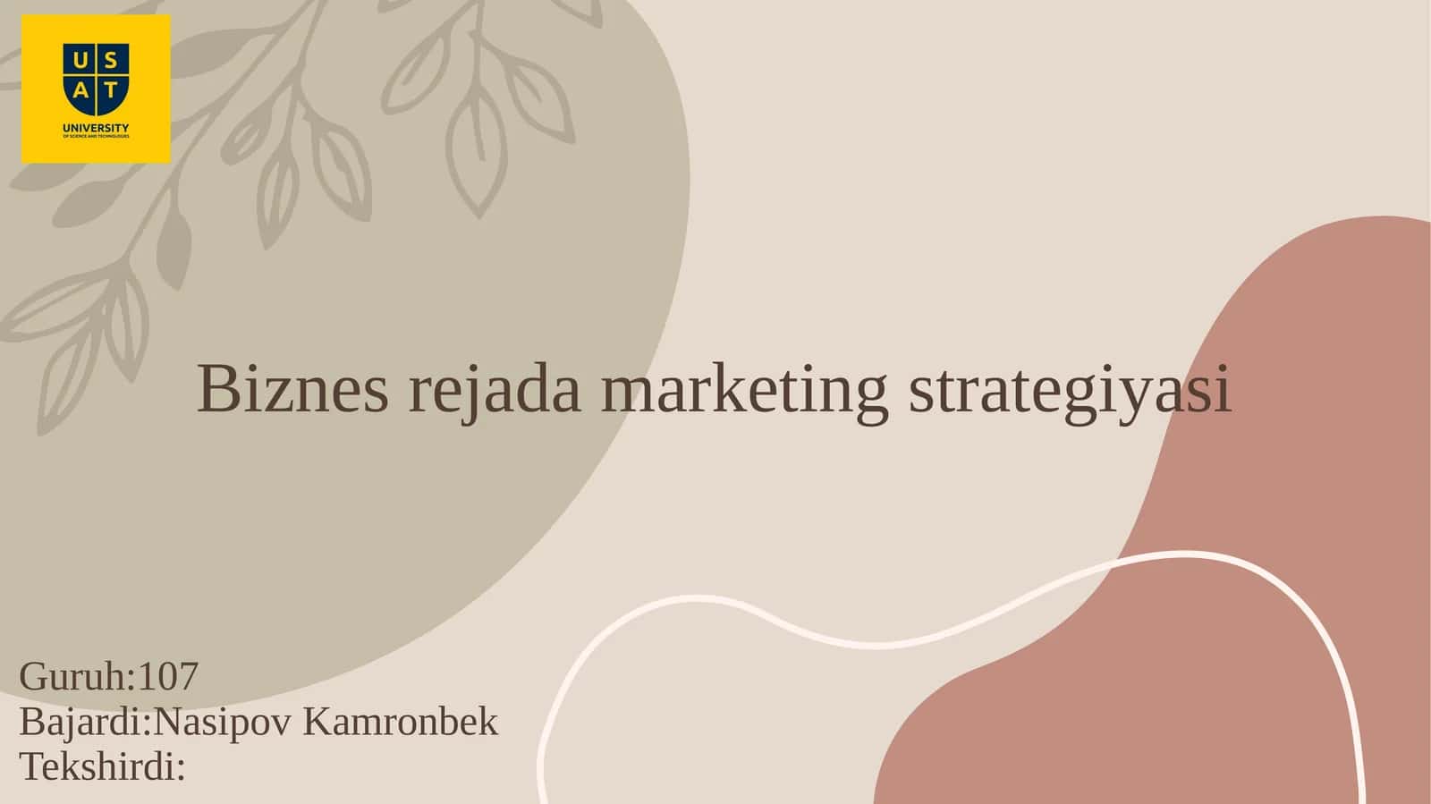 Biznes rejada marketing strategiyasi