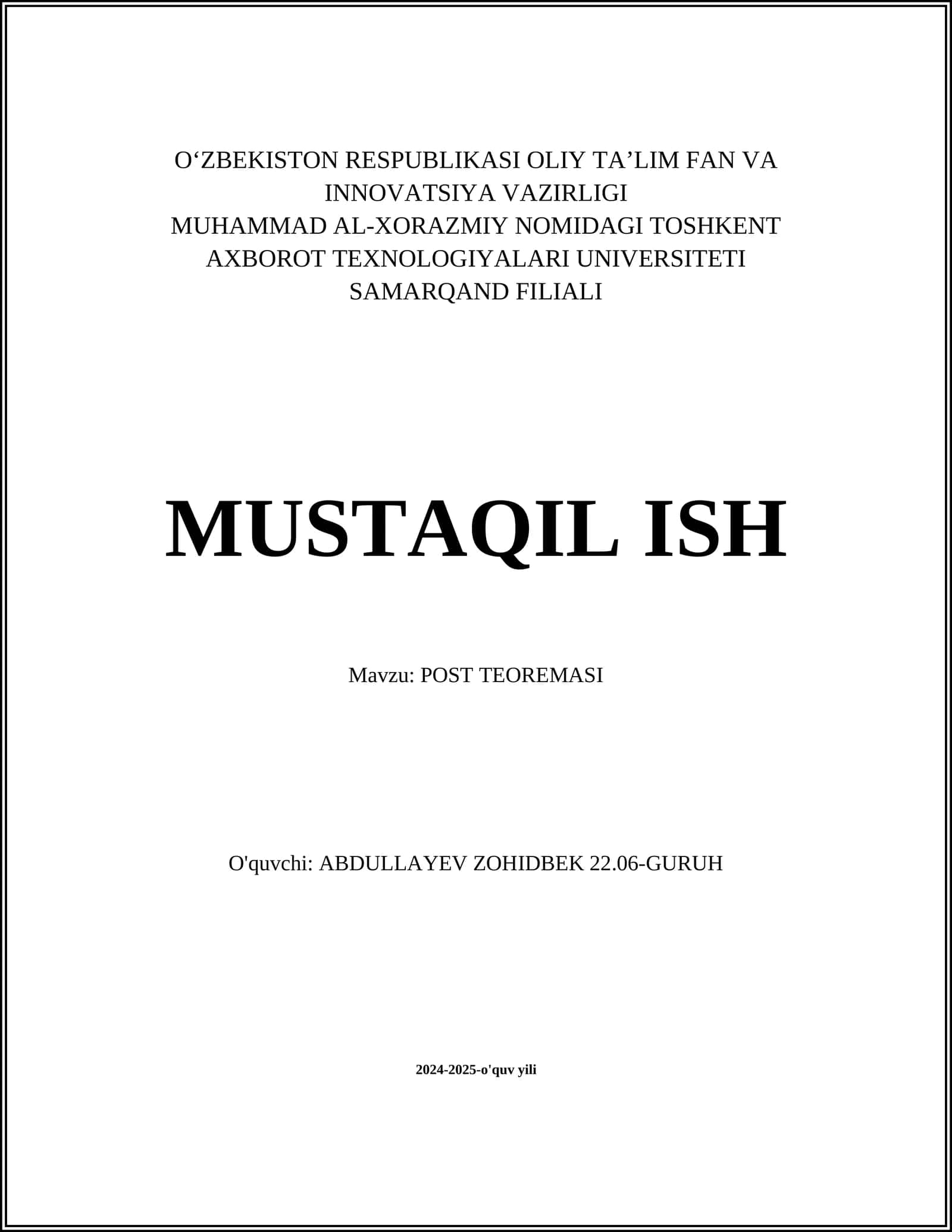 POST TEOREMASI