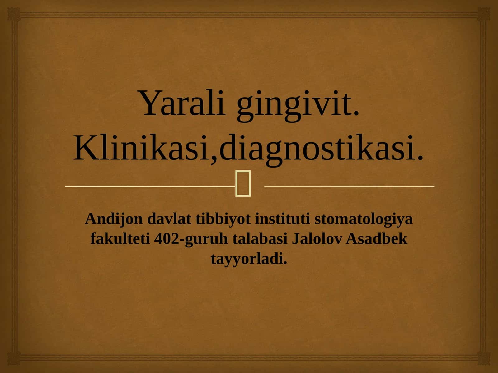 Yarali gingivit. Klinikasi,diagnostikasi.