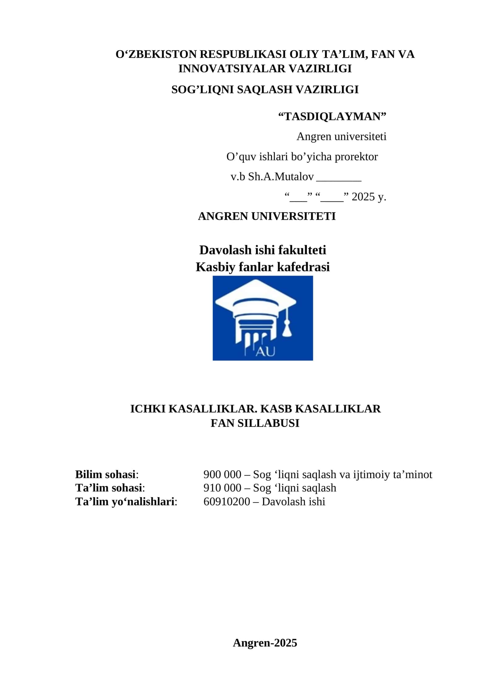ICHKI KASALLIKAR.KASB KASALLIKLAR