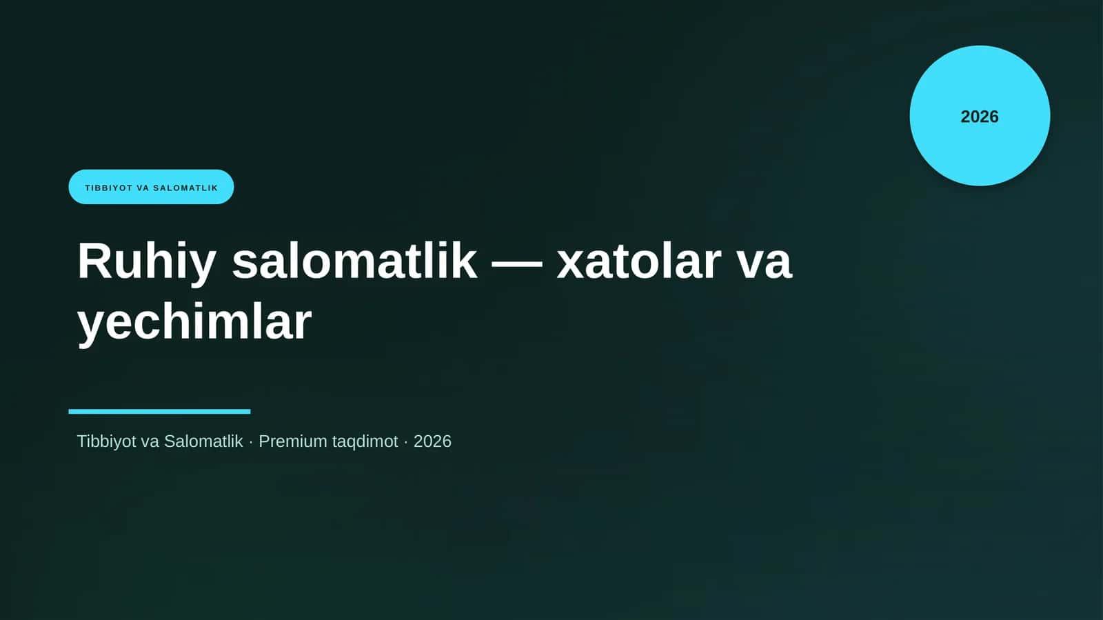 Ruhiy salomatlik — xatolar va yechimlar
